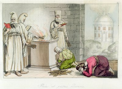 Scheiterhaufen mit persischen Priestern, Illustration aus 